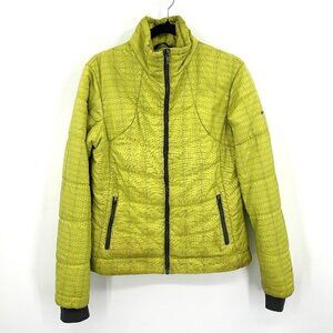 COLUMBIA *Flawed* Lime Green Gray Plaid Omni Heat Full Zip Outdoor Jacket Large